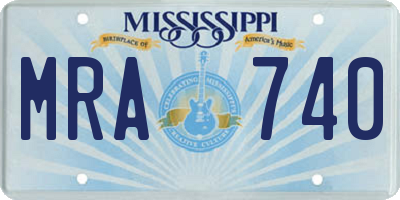 MS license plate MRA740