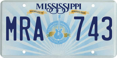 MS license plate MRA743