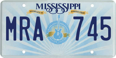 MS license plate MRA745