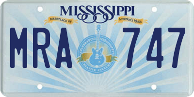 MS license plate MRA747