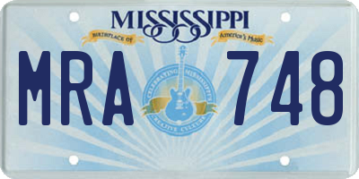 MS license plate MRA748