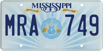MS license plate MRA749