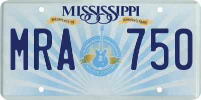 MS license plate MRA750