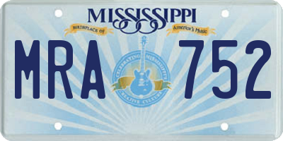 MS license plate MRA752
