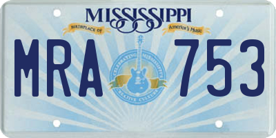 MS license plate MRA753