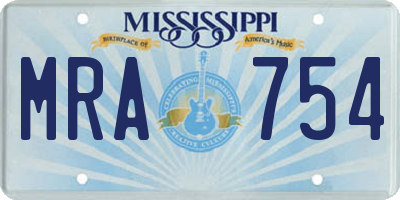 MS license plate MRA754