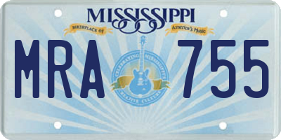 MS license plate MRA755