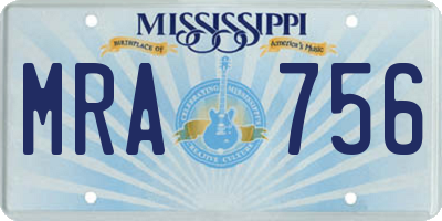 MS license plate MRA756