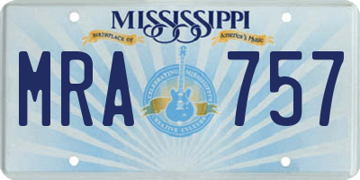MS license plate MRA757