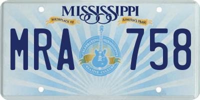 MS license plate MRA758