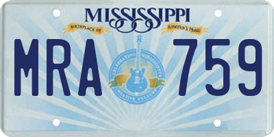 MS license plate MRA759
