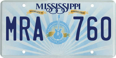 MS license plate MRA760