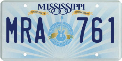 MS license plate MRA761