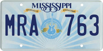 MS license plate MRA763