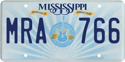 MS license plate MRA766
