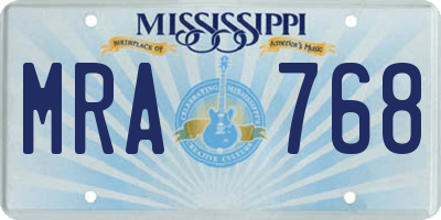 MS license plate MRA768