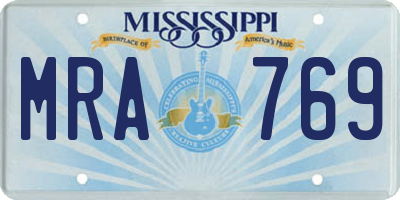MS license plate MRA769