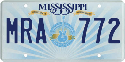 MS license plate MRA772