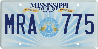 MS license plate MRA775