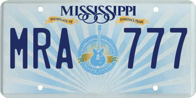 MS license plate MRA777