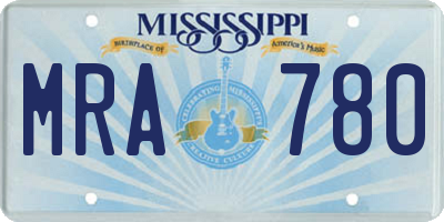 MS license plate MRA780