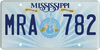 MS license plate MRA782