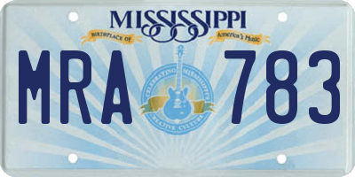MS license plate MRA783
