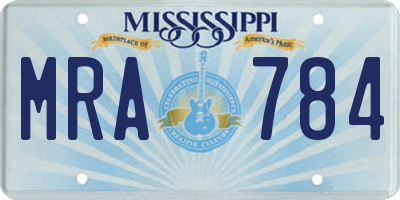 MS license plate MRA784
