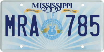 MS license plate MRA785