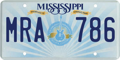 MS license plate MRA786