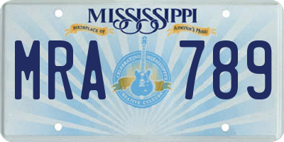 MS license plate MRA789