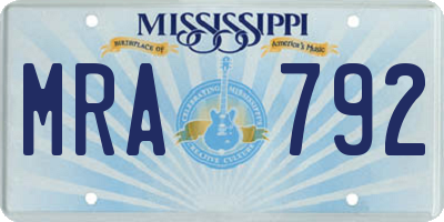 MS license plate MRA792