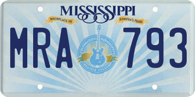 MS license plate MRA793