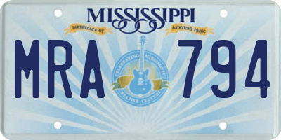 MS license plate MRA794