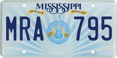 MS license plate MRA795