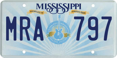 MS license plate MRA797