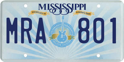 MS license plate MRA801