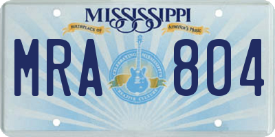 MS license plate MRA804
