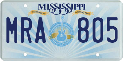 MS license plate MRA805