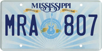 MS license plate MRA807