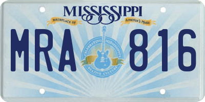 MS license plate MRA816