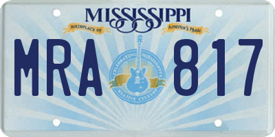 MS license plate MRA817