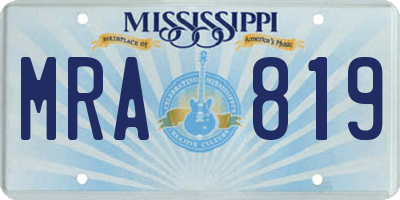 MS license plate MRA819