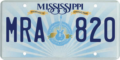MS license plate MRA820