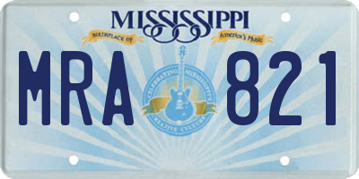 MS license plate MRA821