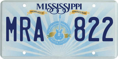 MS license plate MRA822