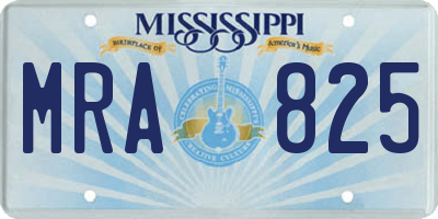 MS license plate MRA825