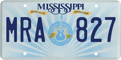MS license plate MRA827