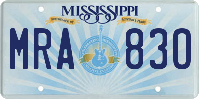 MS license plate MRA830