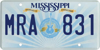 MS license plate MRA831
